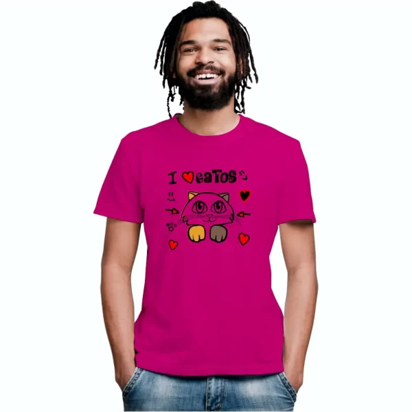 Camiseta com Estampa, eu Amo Gatos, Modelo Tradicional - Image 3