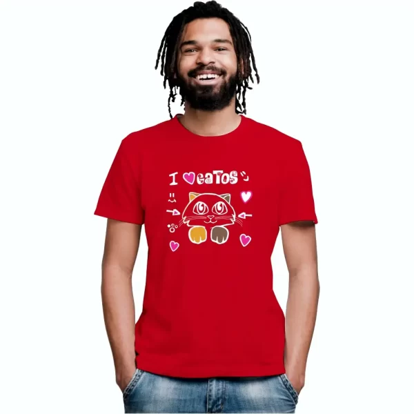 Camiseta com Estampa, eu Amo Gatos, Modelo Tradicional - Image 5