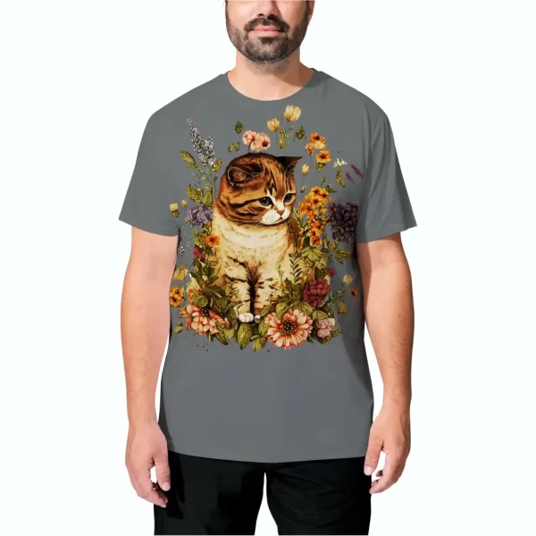 Camiseta com Estampa, Gato com flores, Modelo Tradicional - Image 2