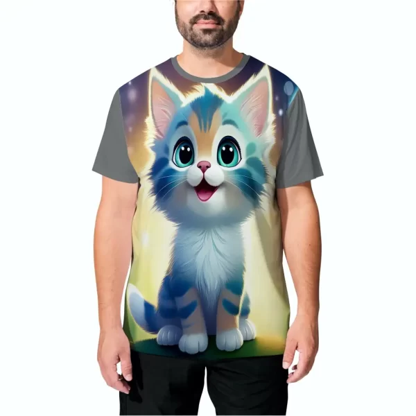 Camiseta com Estampa Gato Feliz, Modelo Tradicional - Image 2