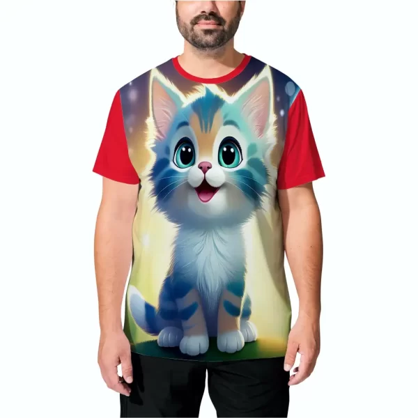 Camiseta com Estampa Gato Feliz, Modelo Tradicional - Image 5