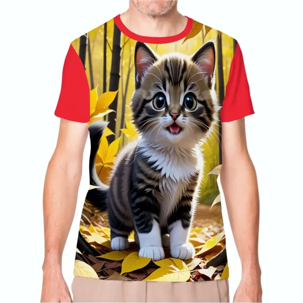 Camiseta com Estampa Gato no Jardim, Modelo Tradicional - Image 5