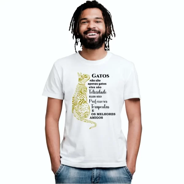 Camiseta com Estampa, Gatos não são Apenas Gatos, Modelo Tradicional