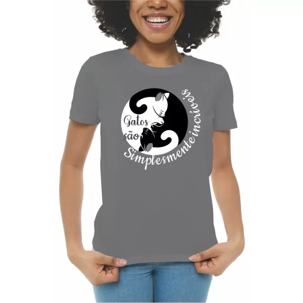 Camiseta com Estampa Gatos são Simplesmente Incríveis, Modelo Feminino Baby Look - Image 2