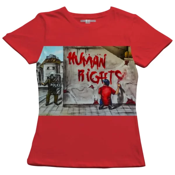 Camiseta com Estampa Grafite Repressão, Modelo Feminino Baby Look - Image 5