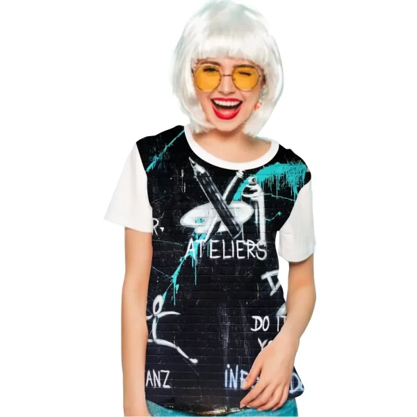 Camiseta Com Estampa Grafite Ateliers, Modelo Feminino Baby Look