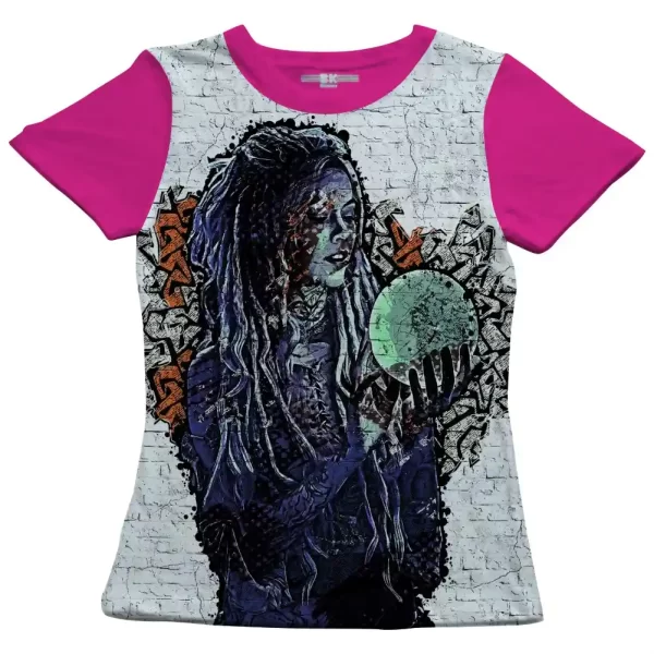 Camiseta com Estampa Grafite Bola de Cristal, Modelo Feminino Baby Look - Image 2