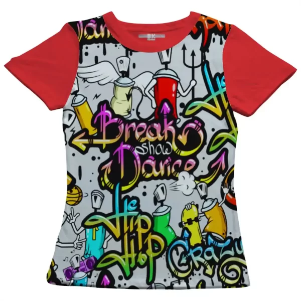 Camiseta com Estampa Grafite Breake Show Dance, Modelo Feminino Baby Look - Image 5