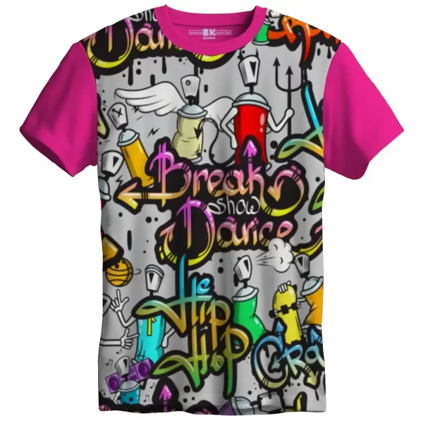 Camiseta com Estampa Grafite Breake Show Dance, Modelo Tradicional - Image 3