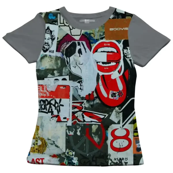 Camiseta com Estampa Grafite Capsula, Modelo Feminino Baby Look - Image 2