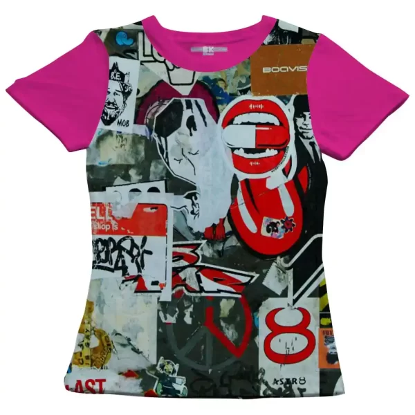 Camiseta com Estampa Grafite Capsula, Modelo Feminino Baby Look - Image 3