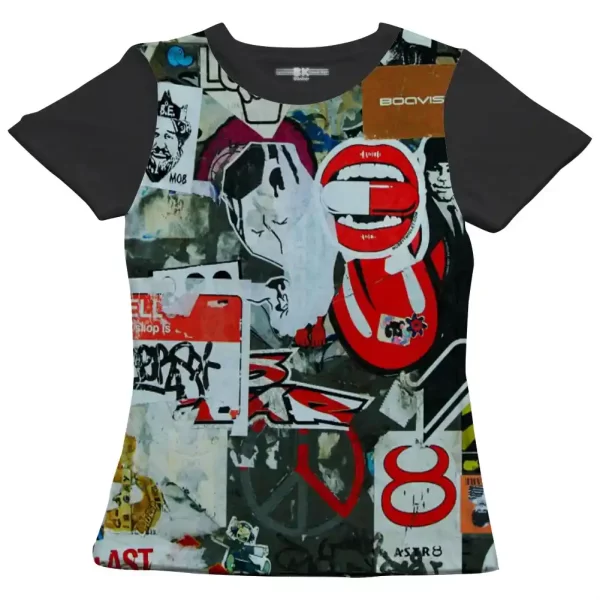 Camiseta com Estampa Grafite Capsula, Modelo Feminino Baby Look - Image 4