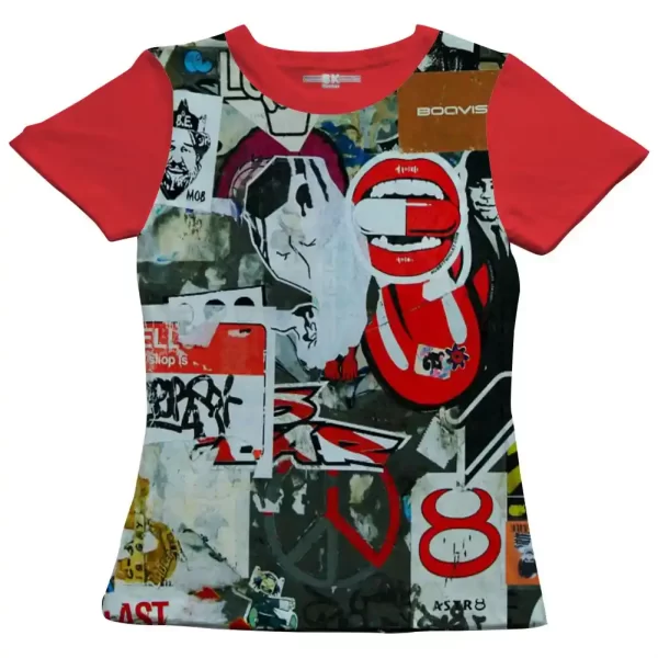 Camiseta com Estampa Grafite Capsula, Modelo Feminino Baby Look - Image 5