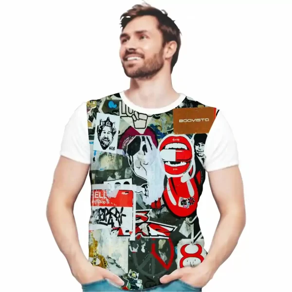 Camiseta com Estampa Grafite Capsula, Modelo Tradicional