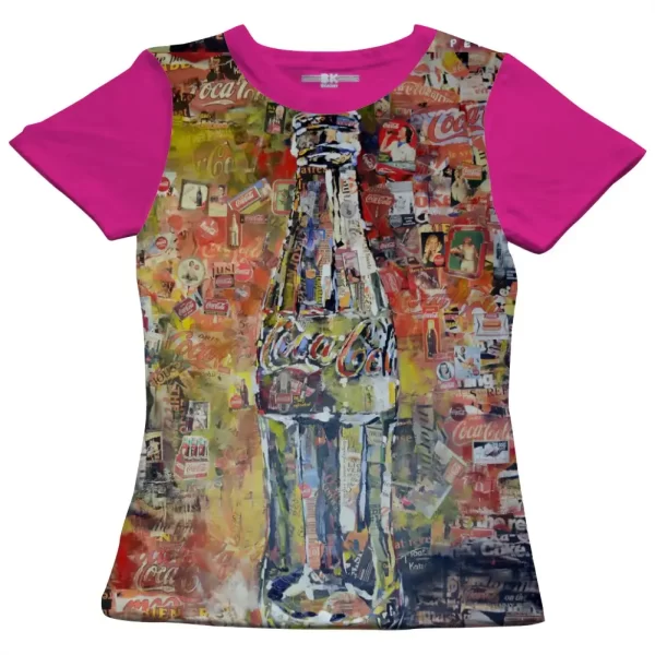 Camiseta com Estampa Grafite Coca Cola 3D, Modelo Feminino Baby Look - Image 3