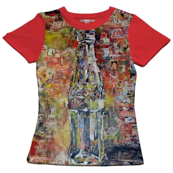 Camiseta com Estampa Grafite Coca Cola 3D, Modelo Feminino Baby Look - Image 5