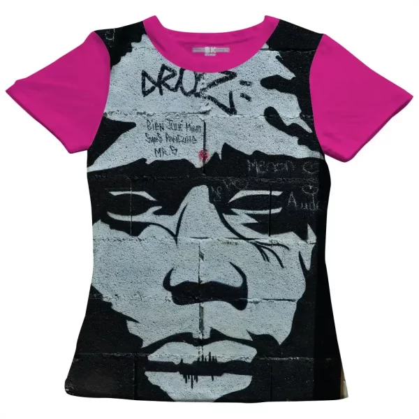 Camiseta com Estampa Grafite Droz, Modelo Feminino Baby Look - Image 3