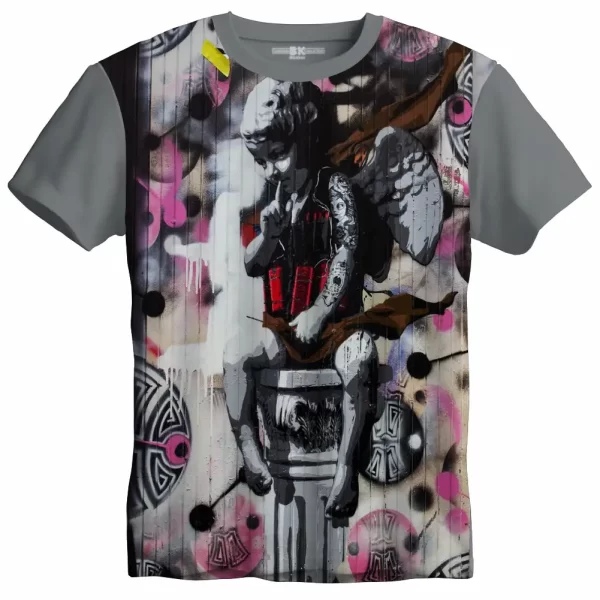 Camiseta com Estampa Grafite Estátua Modificada, Modelo Tradicional - Image 2