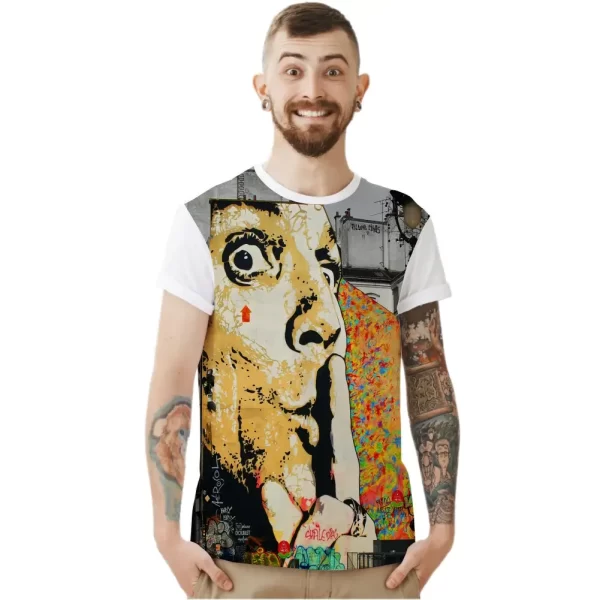 Camiseta com Estampa Grafite faça Silêncio, Modelo Tradicional