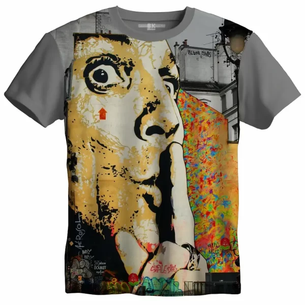 Camiseta com Estampa Grafite faça Silêncio, Modelo Tradicional - Image 2