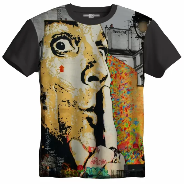 Camiseta com Estampa Grafite faça Silêncio, Modelo Tradicional - Image 4