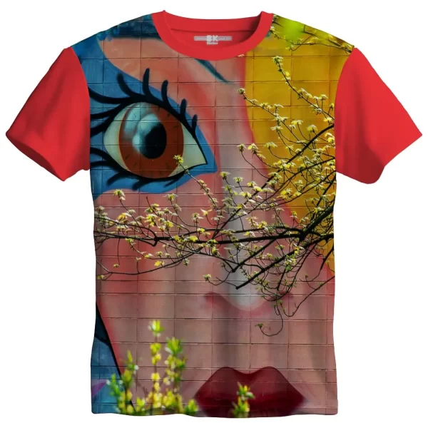 Camiseta com Estampa Grafite Face no Jardim, Modelo Tradicional - Image 5