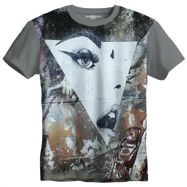 Camiseta com Estampa Grafite Face Triangular, Modelo Tradicional - Image 2