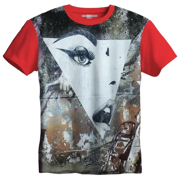 Camiseta com Estampa Grafite Face Triangular, Modelo Tradicional - Image 5