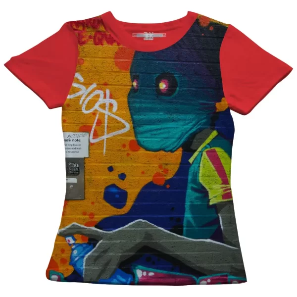 Camiseta com Estampa Grafite Gios, Modelo Feminino Baby Look - Image 5