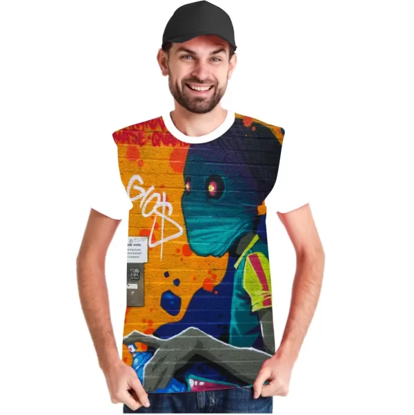 Camiseta com Estampa Grafite Gios, Modelo Tradicional