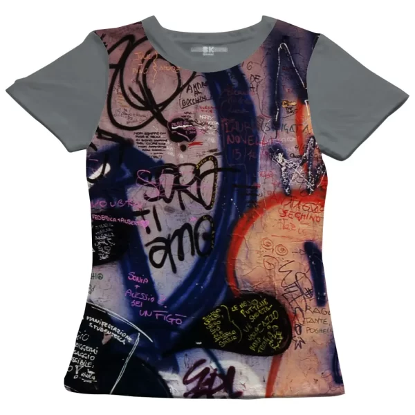 Camiseta com Estampa Grafite Homenagem, Modelo Feminino Baby Look - Image 2