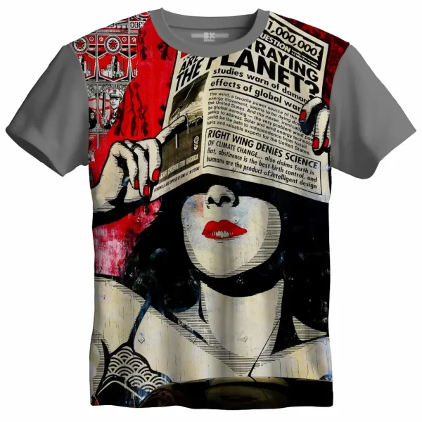 Camiseta com Estampa Grafite Manchete, de Jornal Modelo Tradicional - Image 2