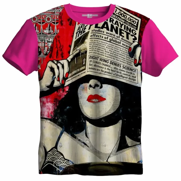 Camiseta com Estampa Grafite Manchete, de Jornal Modelo Tradicional - Image 3