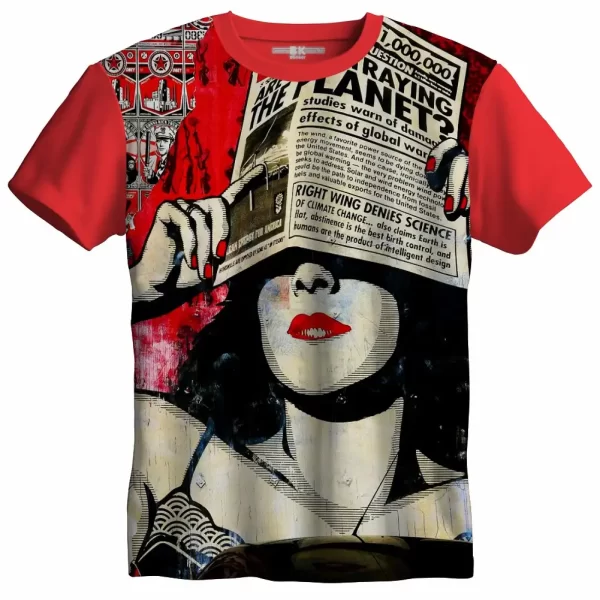 Camiseta com Estampa Grafite Manchete, de Jornal Modelo Tradicional - Image 5