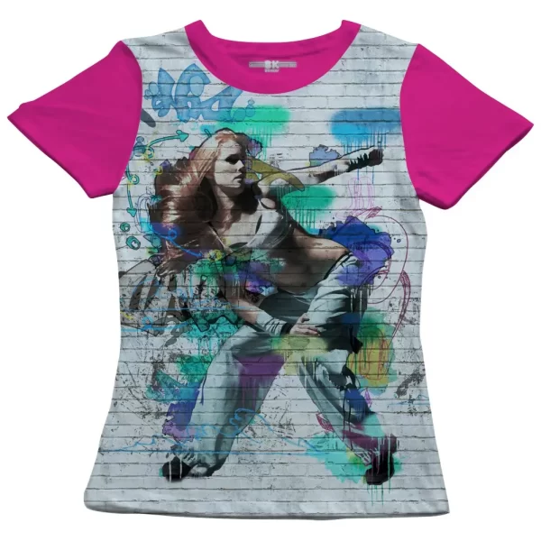 Camiseta com Estampa Grafite Movimento, Modelo Feminino Baby Look - Image 3