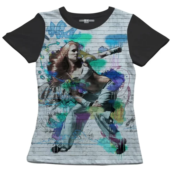 Camiseta com Estampa Grafite Movimento, Modelo Feminino Baby Look - Image 4