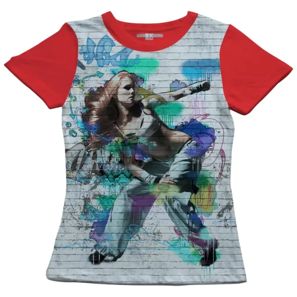 Camiseta com Estampa Grafite Movimento, Modelo Feminino Baby Look - Image 5