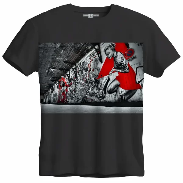 Camiseta com Estampa Grafite mural em perspectiva, Modelo Tradicional - Image 4