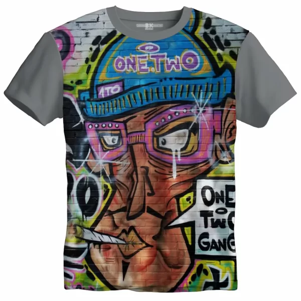 Camiseta com Estampa Grafite One Two, Modelo Tradicional - Image 2