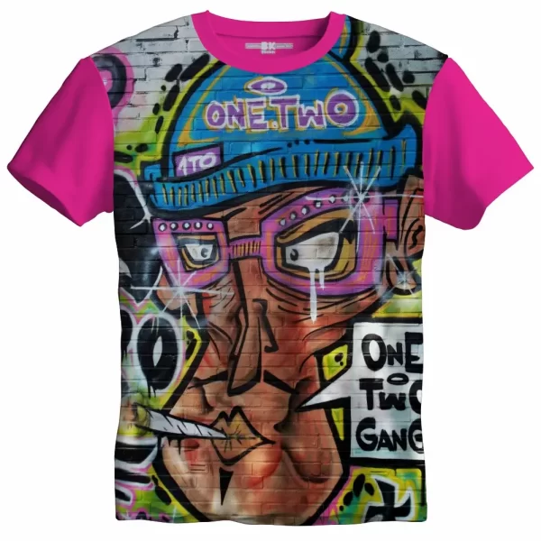 Camiseta com Estampa Grafite One Two, Modelo Tradicional - Image 3