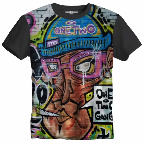 Camiseta com Estampa Grafite One Two, Modelo Tradicional - Image 4