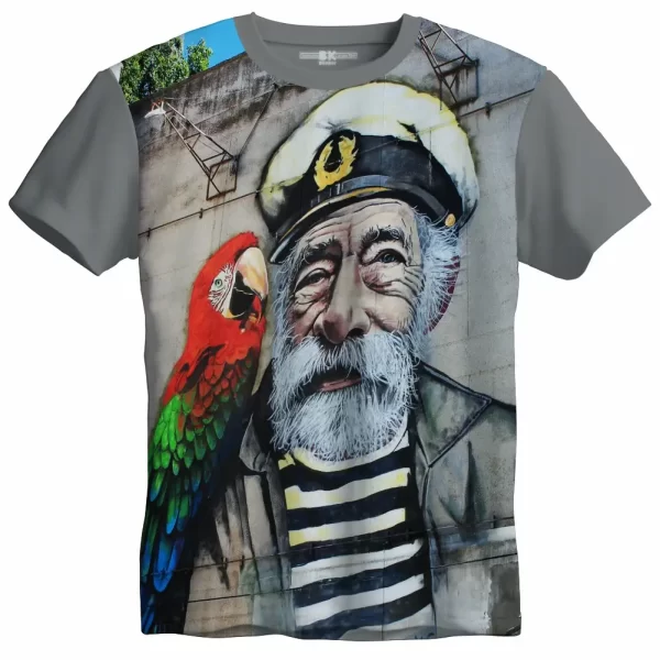 Camiseta com Estampa Grafite Papagaio de Pirata, Modelo Tradicional - Image 2