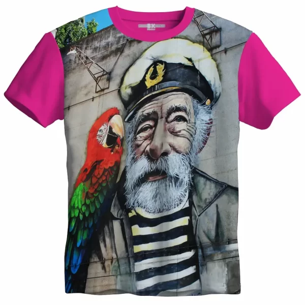 Camiseta com Estampa Grafite Papagaio de Pirata, Modelo Tradicional - Image 3