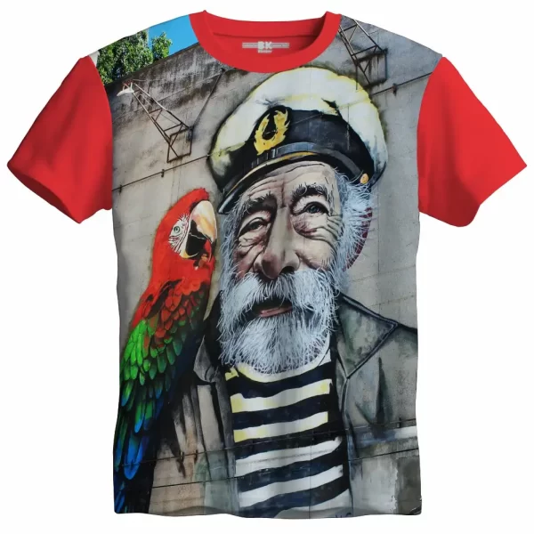 Camiseta com Estampa Grafite Papagaio de Pirata, Modelo Tradicional - Image 5