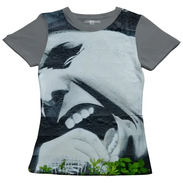 Camiseta com Estampa Grafite Raiva, Modelo Feminino Baby Look - Image 2