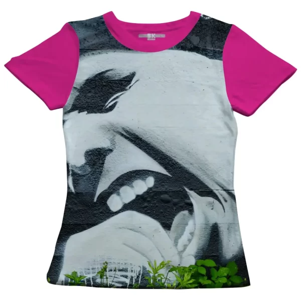 Camiseta com Estampa Grafite Raiva, Modelo Feminino Baby Look - Image 3