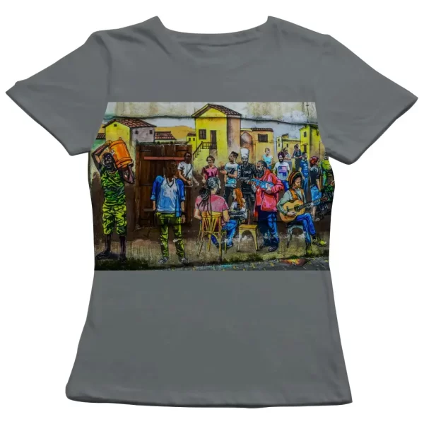 Camiseta com Estampa Grafite Resenha Mural, Modelo Feminino Baby Look - Image 2