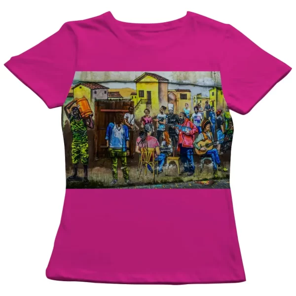 Camiseta com Estampa Grafite Resenha Mural, Modelo Feminino Baby Look - Image 3