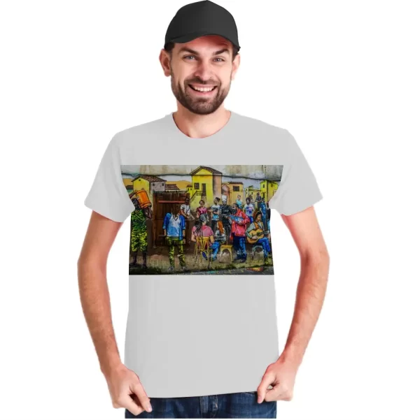 Camiseta com Estampa Grafite Resenha Mural, Modelo Tradicional