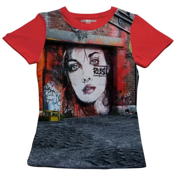 Camiseta com Estampa Grafite Rush, Modelo Feminino Baby Look - Image 5